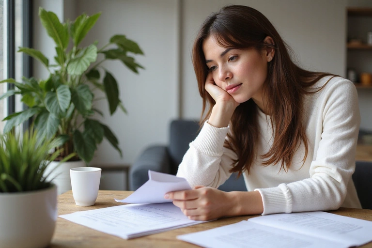 Persona che legge un documento con attenzione